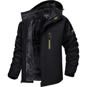 Tacvasen Men's Black Waterproof Fleece Liner Windproof Warm Snow Ski Jacket